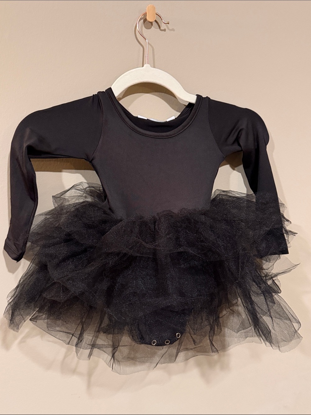 Black Long-Sleeve Tulle Ballet Dress for Kids